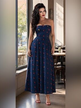 LuLaRoe Navy Umbrella Raindrop Fold Over Maxi Skirt/sleeveless dress
Sz- M